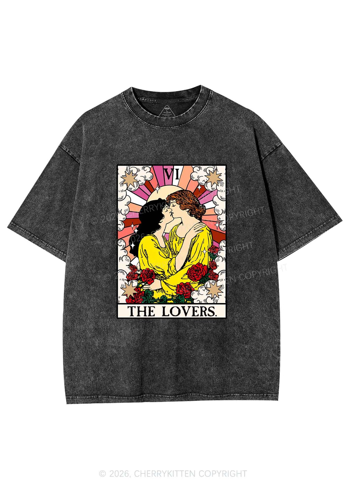 Kissing Lesbians Pride Y2K Shirts Washed Tee Cherrykitten