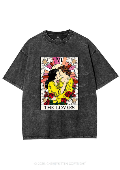 Kissing Lesbians Pride Y2K Shirts Washed Tee Cherrykitten