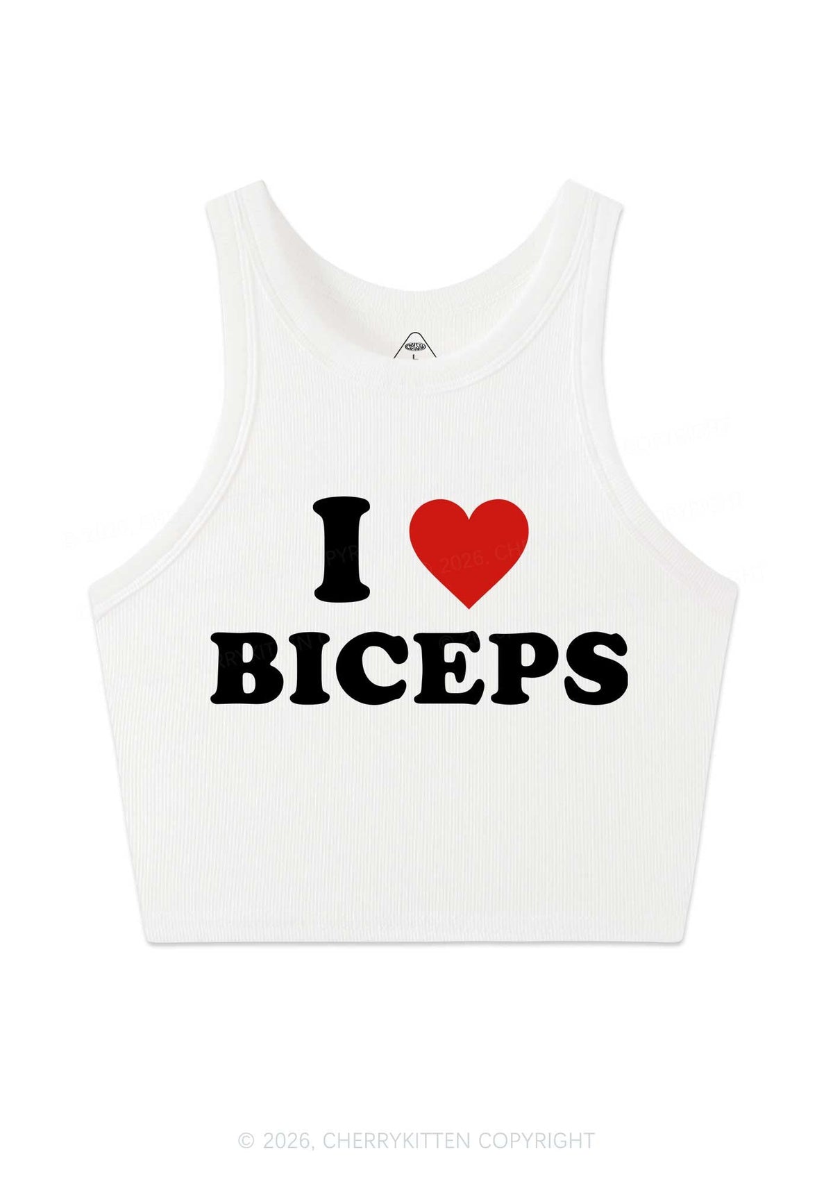 I Love Biceps Y2K Crop Tank Top Cherrykitten