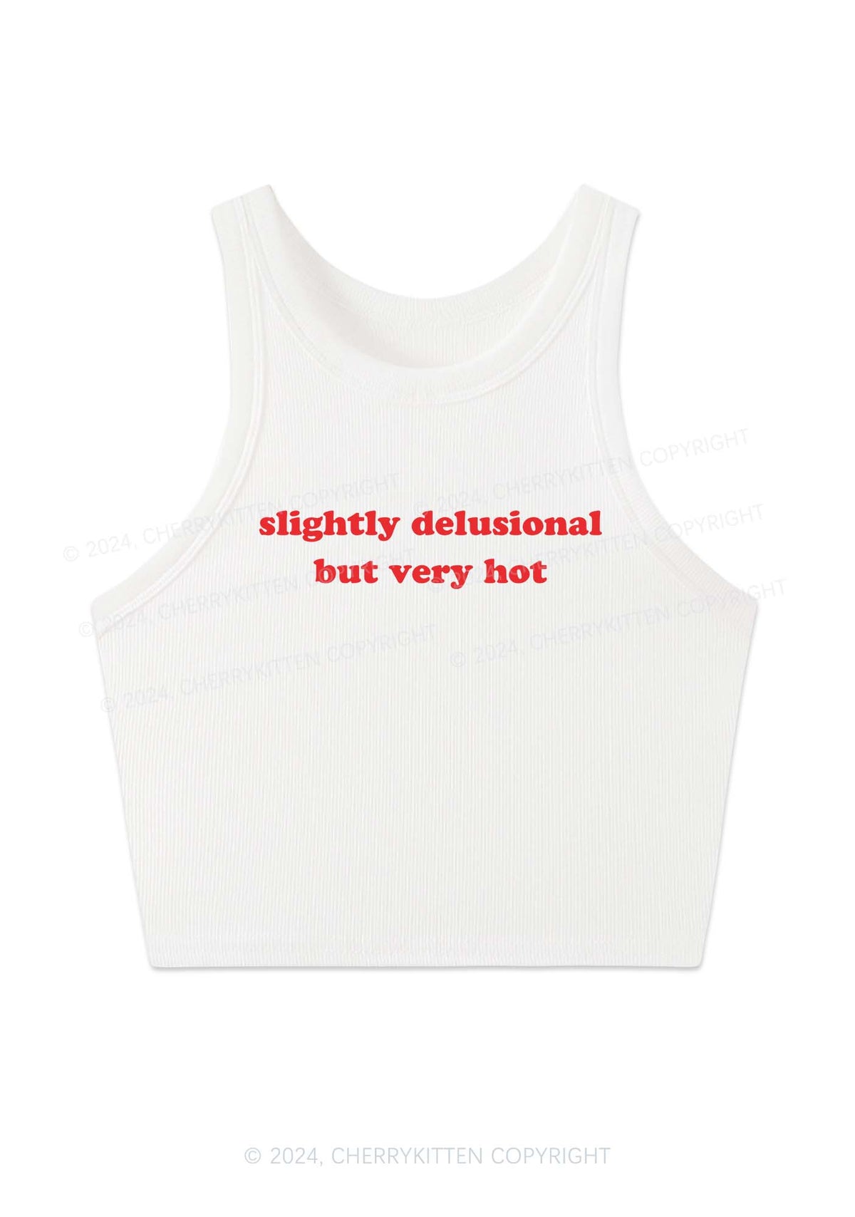 Slightly Delusional But Very Hot Y2K Crop Tank Top Cherrykitten