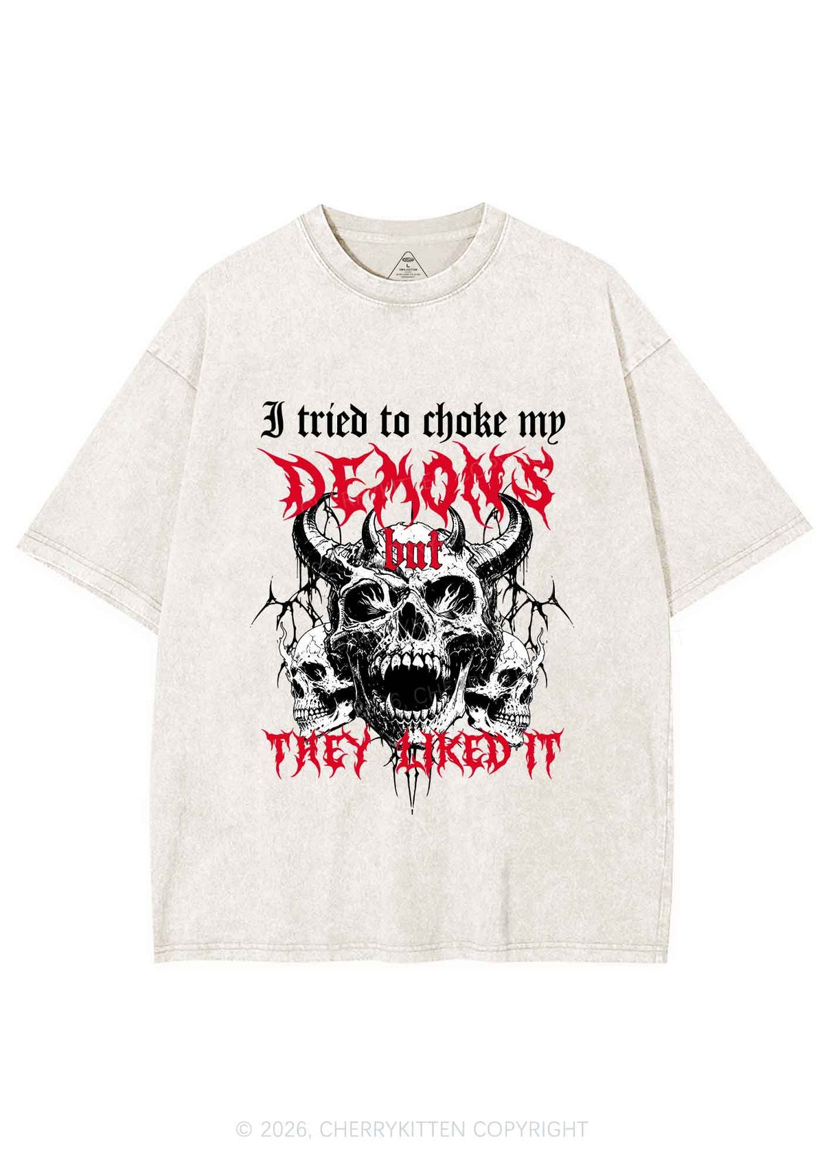 Halloween Choke My Demons Y2K Shirts Washed Tee Cherrykitten