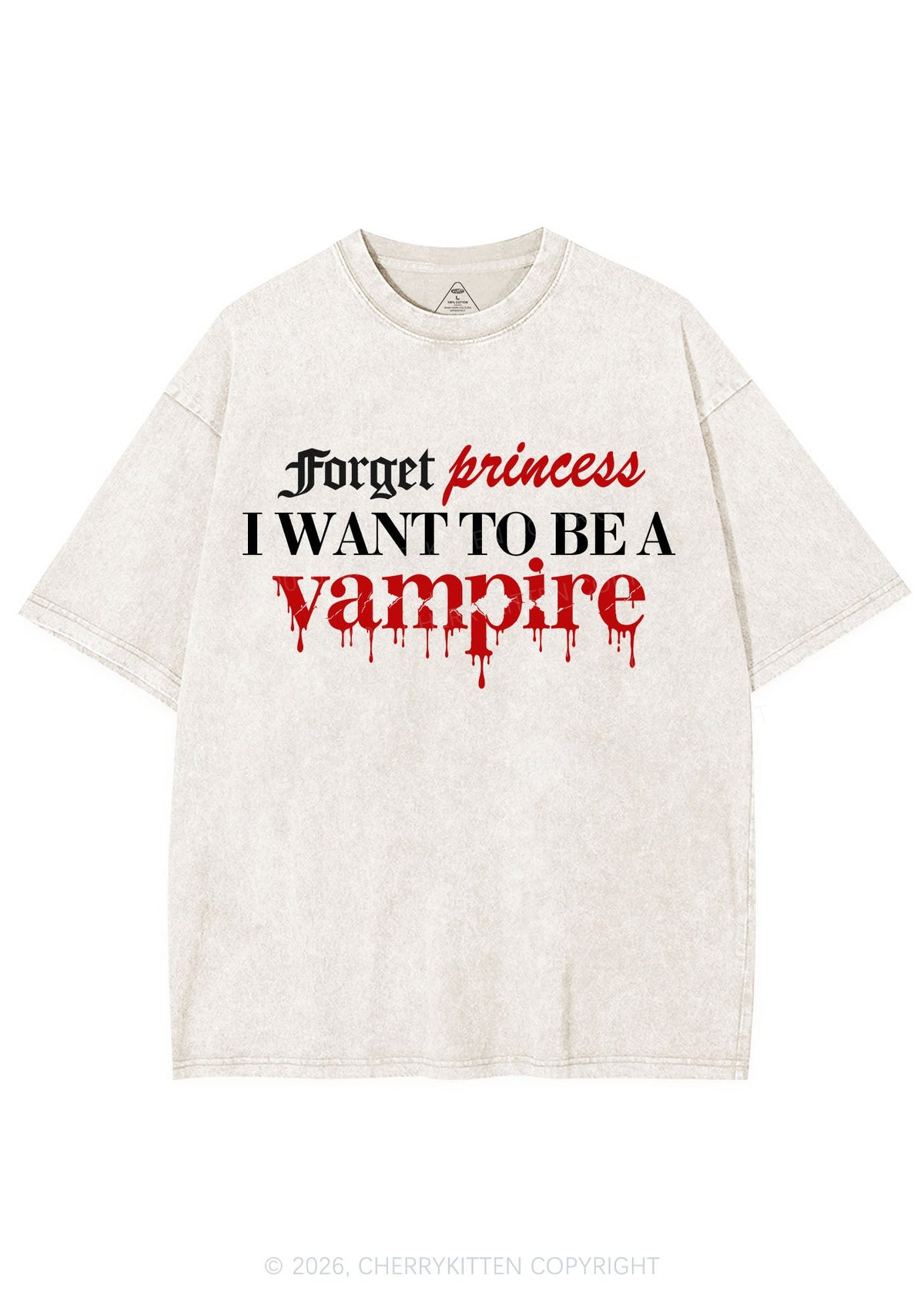 Halloween Want To Be Vampire Y2K Shirts Washed Tee Cherrykitten