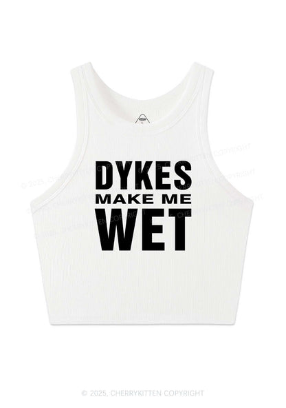 Dykes Make Me Wet Pride Y2K Crop Tank Top Cherrykitten