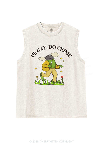 Be Gay Do Crime Frog Pride Y2K Washed Muscle Tank Cherrykitten