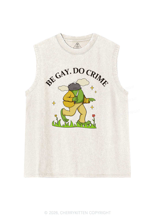 Be Gay Do Crime Frog Pride Y2K Washed Muscle Tank Cherrykitten