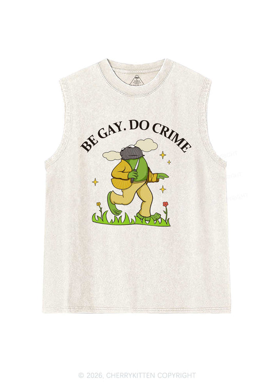 Be Gay Do Crime Frog Pride Y2K Washed Muscle Tank Cherrykitten