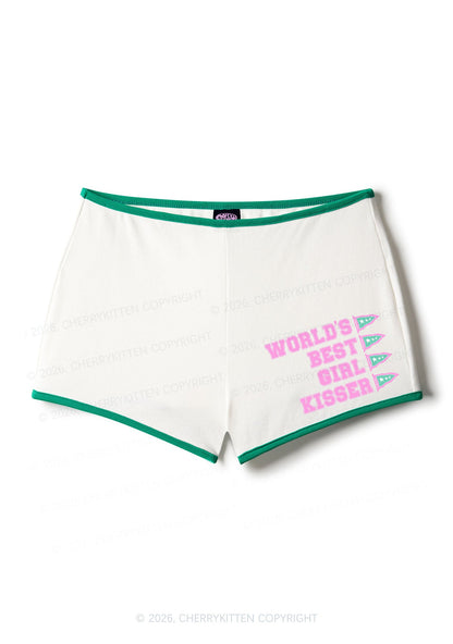 Worlds Best Girl Kisser Pride Y2K Booty Shorts Cherrykitten