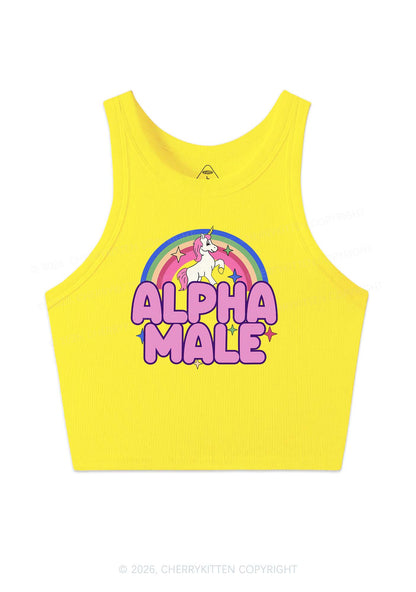 Rainbow Unicorn Alpha Male Y2K Crop Tank Top Cherrykitten