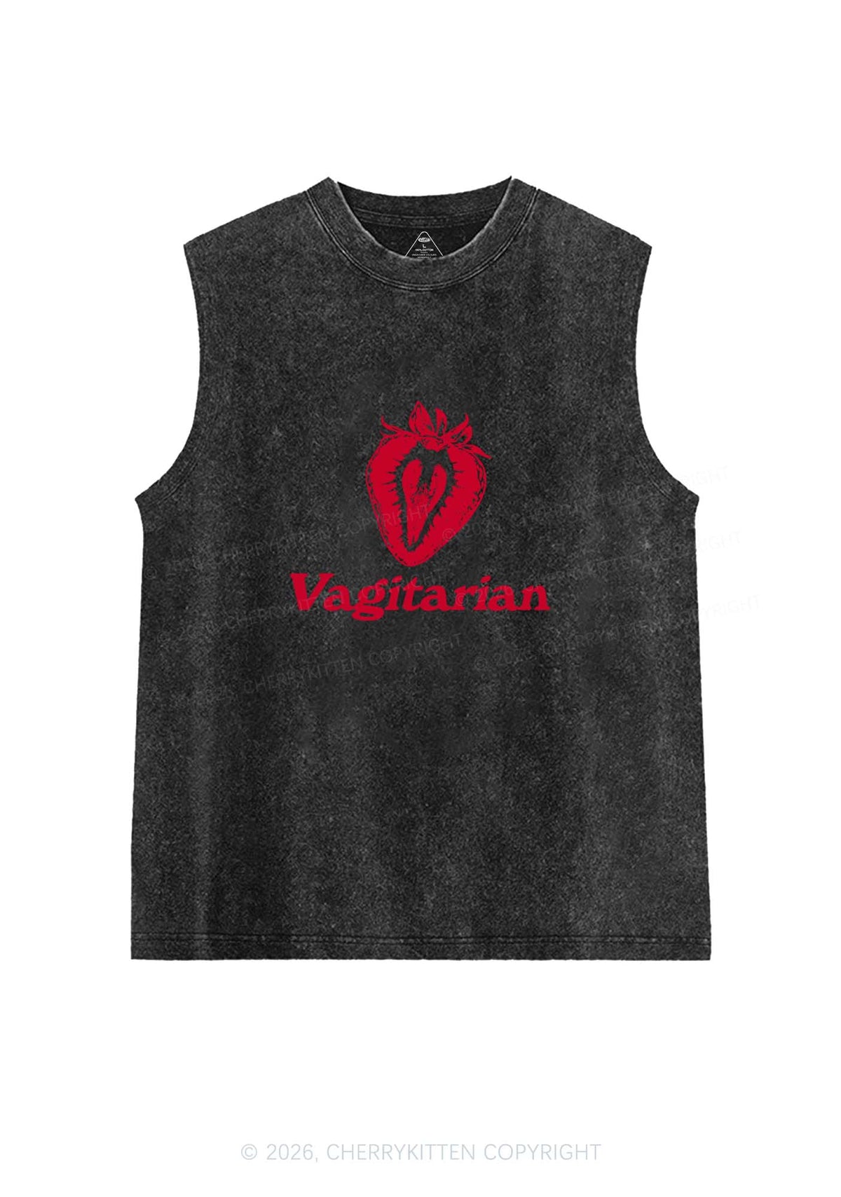 Vagitarian Strawberry Pride Y2K Washed Muscle Tank Cherrykitten
