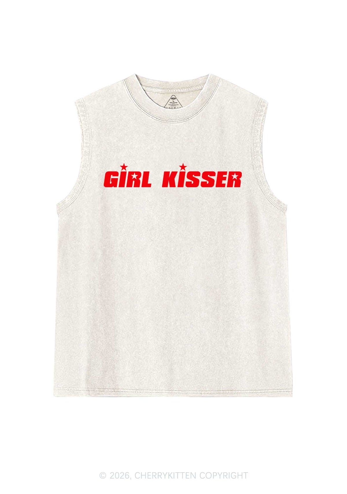 Girl Kisser Star Pride Y2K Washed Muscle Tank Cherrykitten