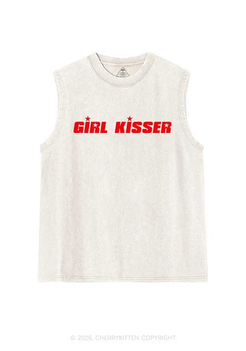 Girl Kisser Star Pride Y2K Washed Muscle Tank Cherrykitten