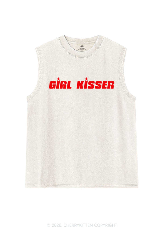 Girl Kisser Star Pride Y2K Washed Muscle Tank Cherrykitten