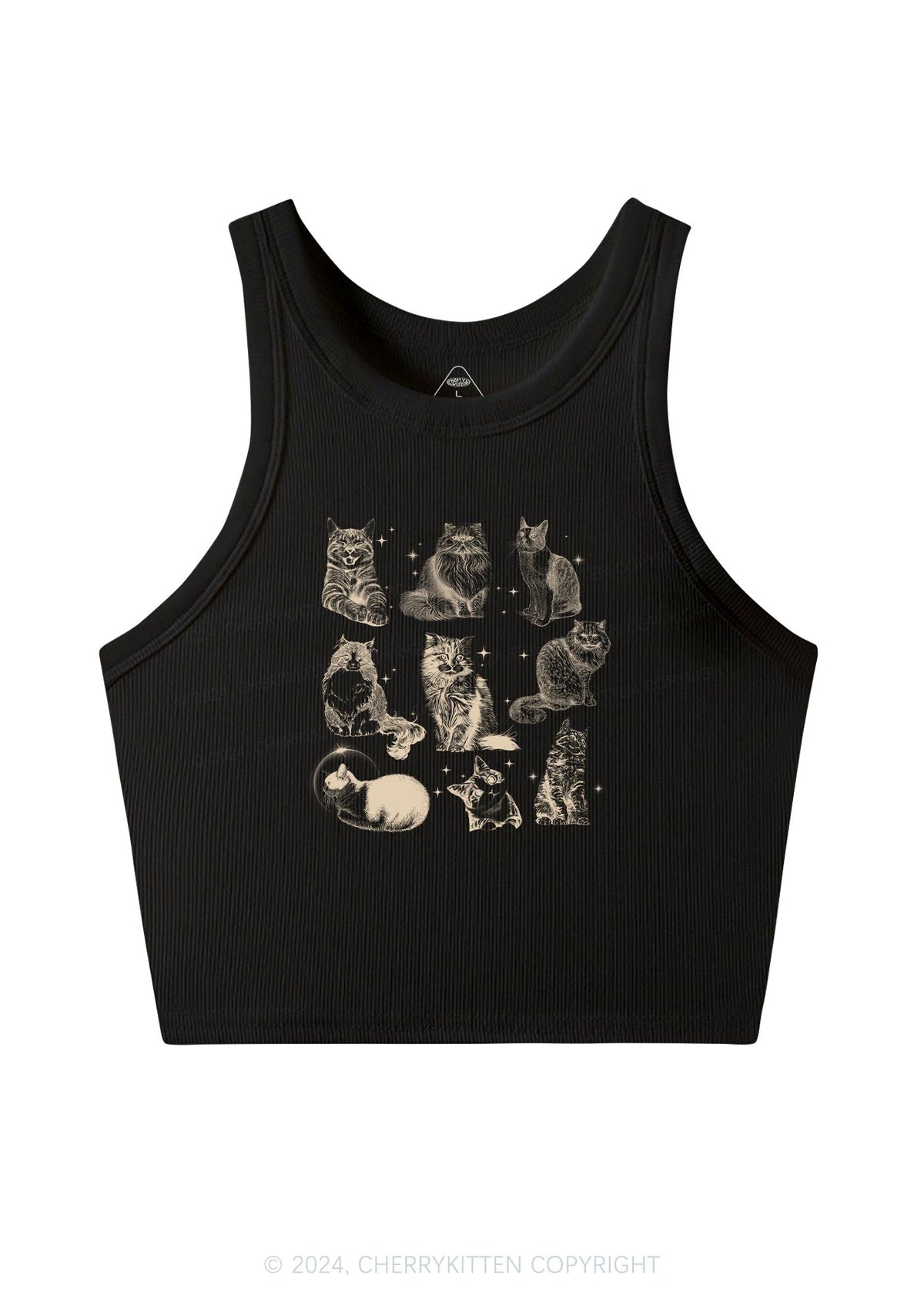 Retro Kitten Y2K Crop Tank Top Cherrykitten