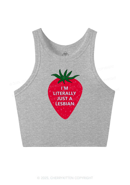 Lesbian Strawberry Pride Y2K Crop Tank Top Cherrykitten