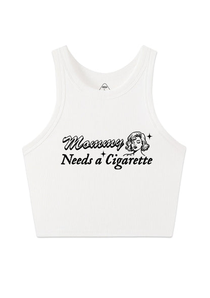 Mommy Needs Cigarette Y2K Crop Tank Top Cherrykitten