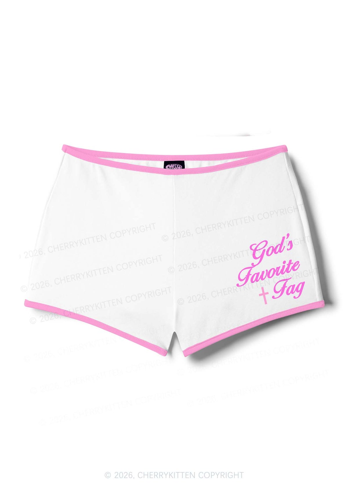 Gods Favorite Fag Pride Y2K Booty Shorts Cherrykitten