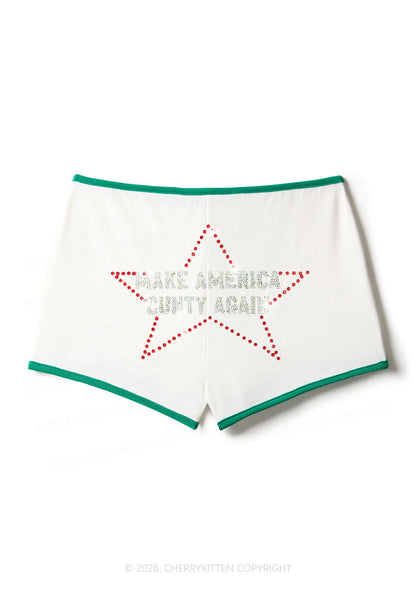 Rhinestone Make America Cxxty Again Y2K Booty Shorts Cherrykitten