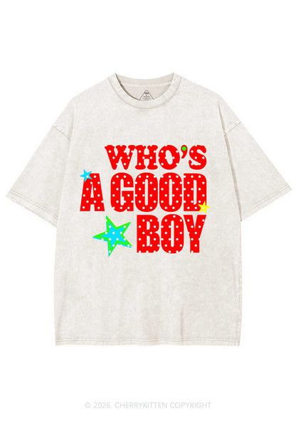 Whos A Good Boy Polka Dots Y2K Shirts Washed Tee Cherrykitten