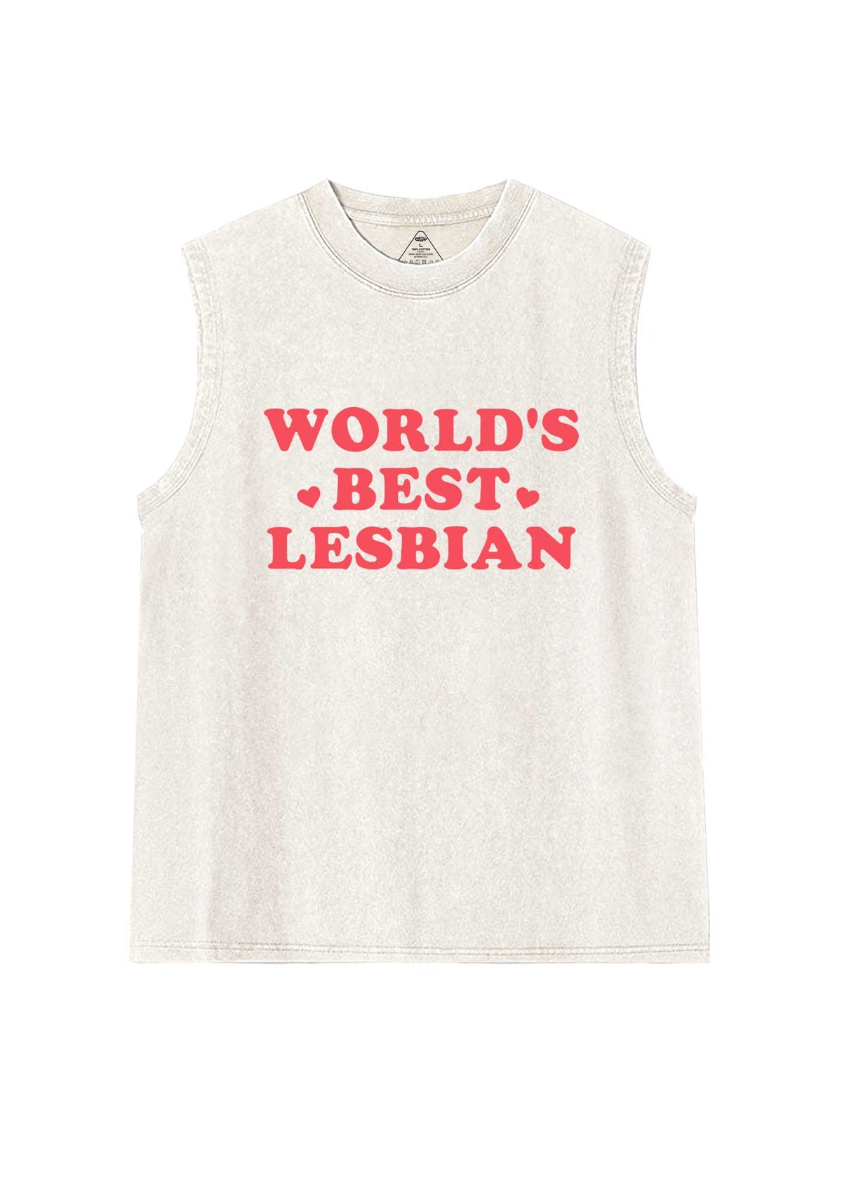 Worlds Best Lesbian Pride Y2K Washed Muscle Tank Cherrykitten