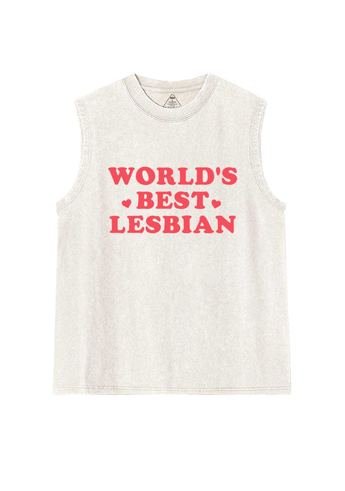 Worlds Best Lesbian Pride Y2K Washed Muscle Tank Cherrykitten