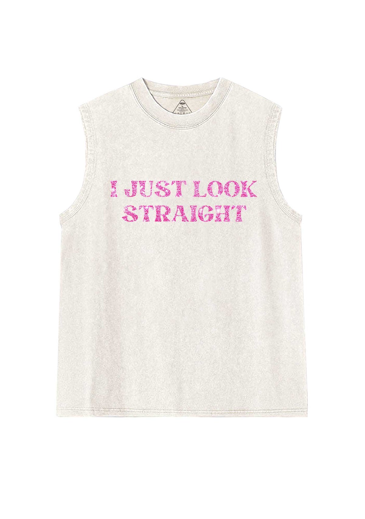 Glitter I Just Look Straight Y2K Washed Muscle Tank Cherrykitten