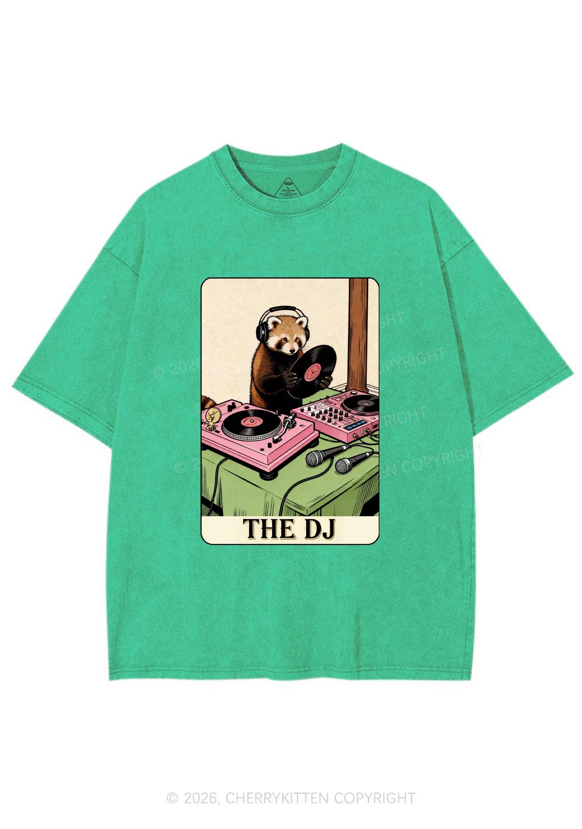The DJ Raccoon Y2K Shirts Washed Tee Cherrykitten