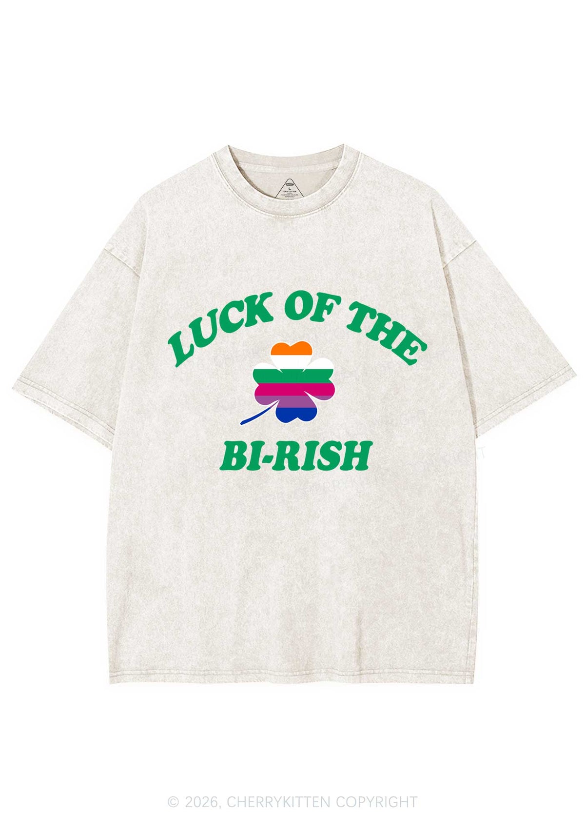 Luck Of The Bi Rish St Patricks Y2K Shirts Washed Tee Cherrykitten