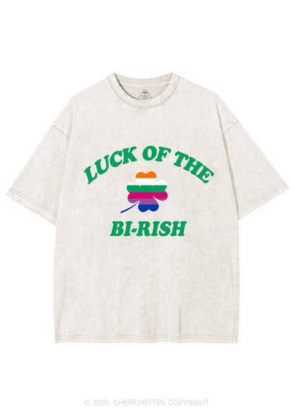 Luck Of The Bi Rish St Patricks Y2K Shirts Washed Tee Cherrykitten