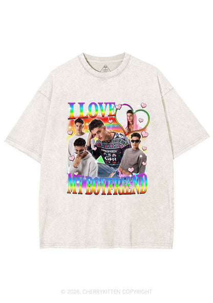 Custom I Love My Gay BF Pride Y2K Shirts Washed Tee Cherrykitten