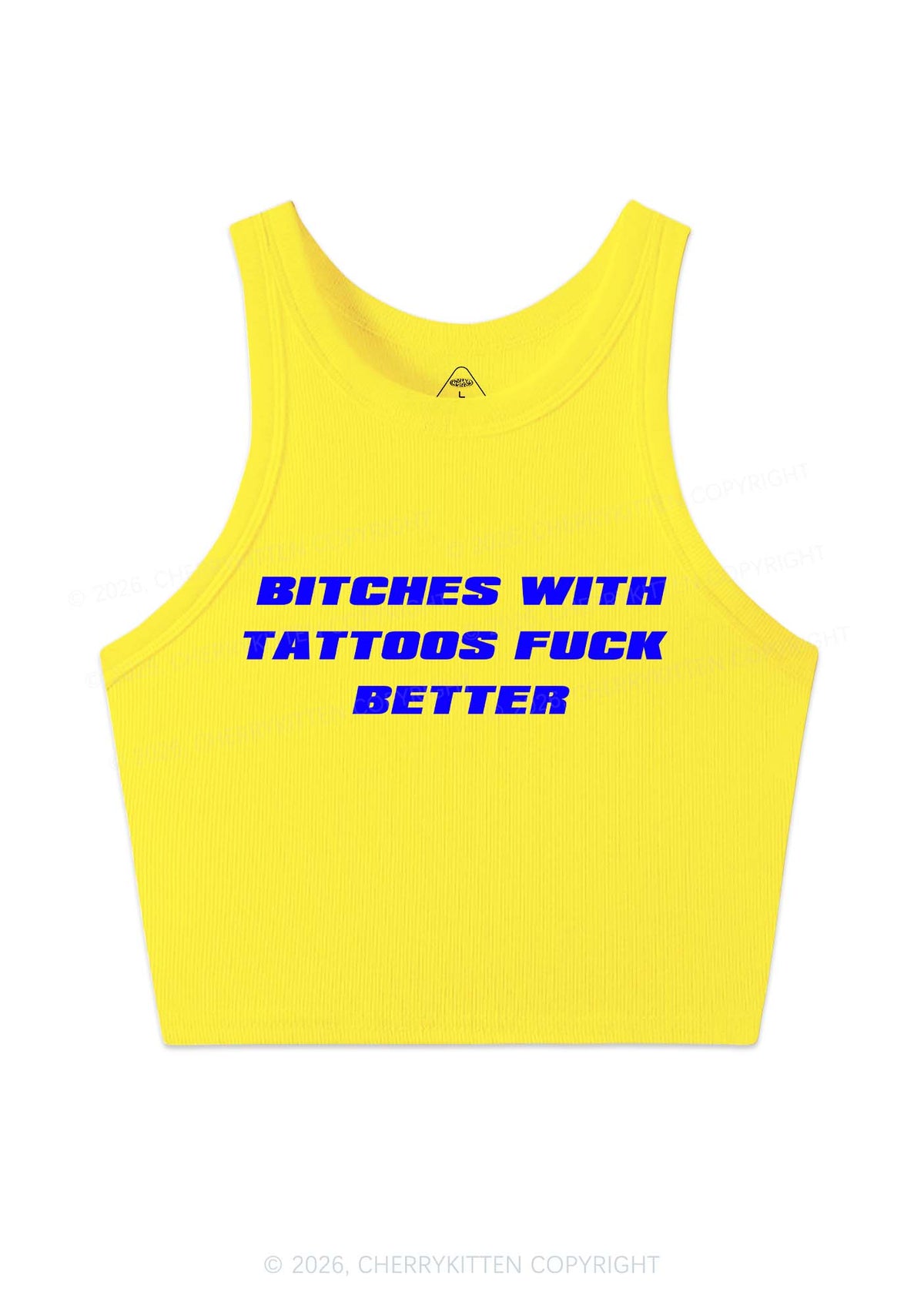 Bxxches With Tattoos Fxxk Better Y2K Crop Tank Top Cherrykitten