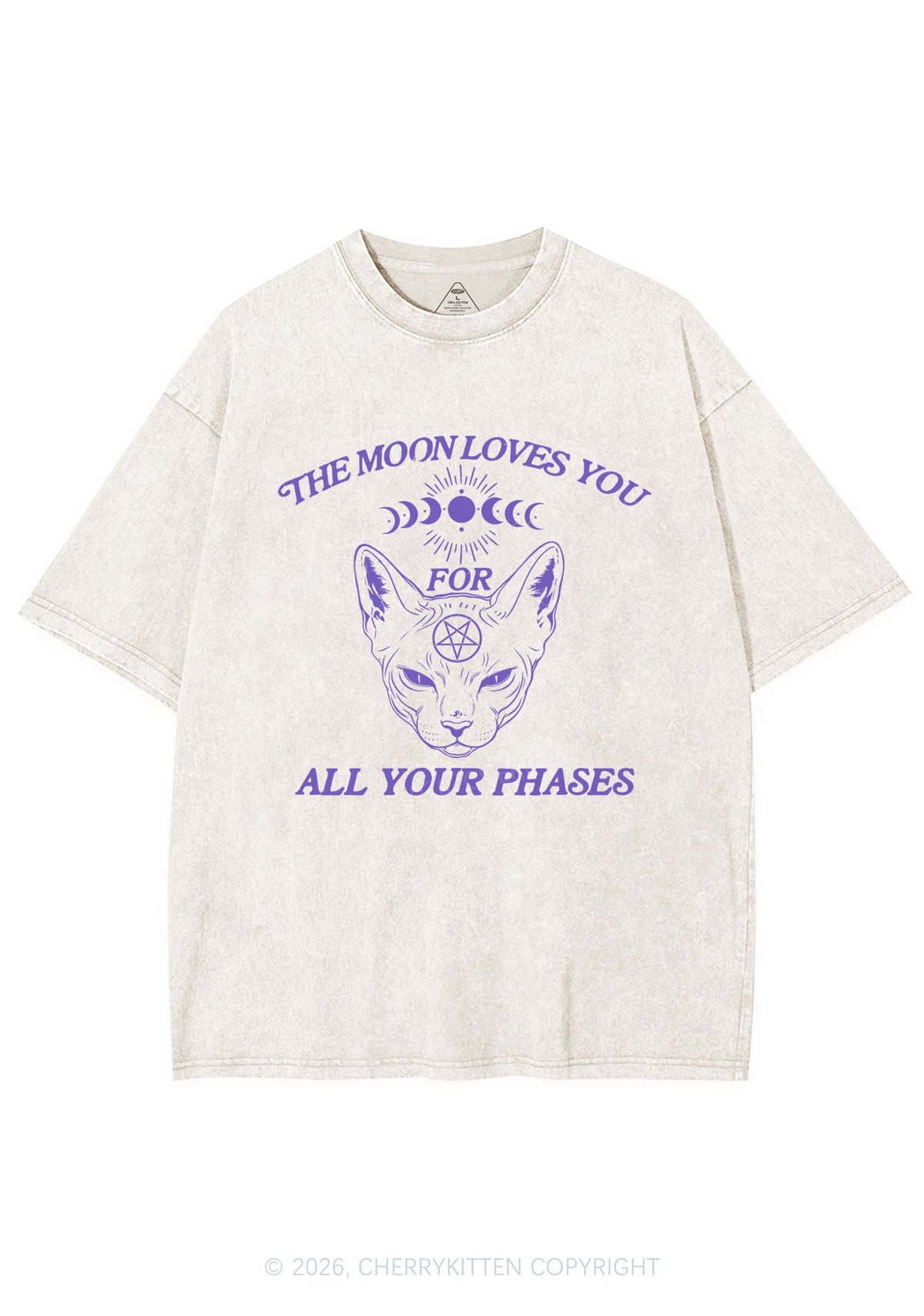 Halloween The Moon Loves You Y2K Shirts Washed Tee Cherrykitten