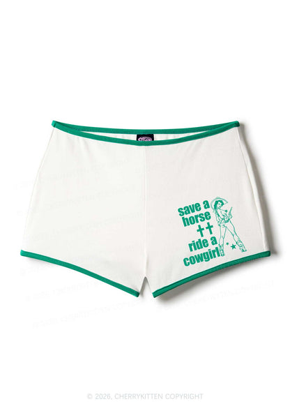 Save Horse Ride Cowgirl Pride Y2K Booty Shorts Cherrykitten