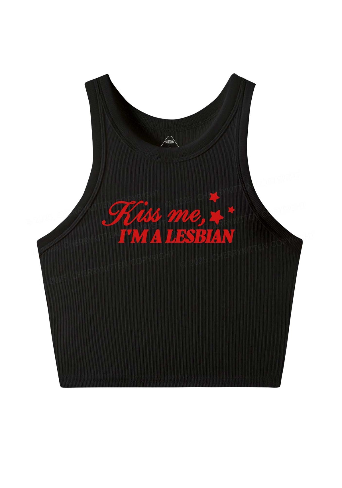 Kiss Me Im Lesbian Pride Y2K Crop Tank Top Cherrykitten