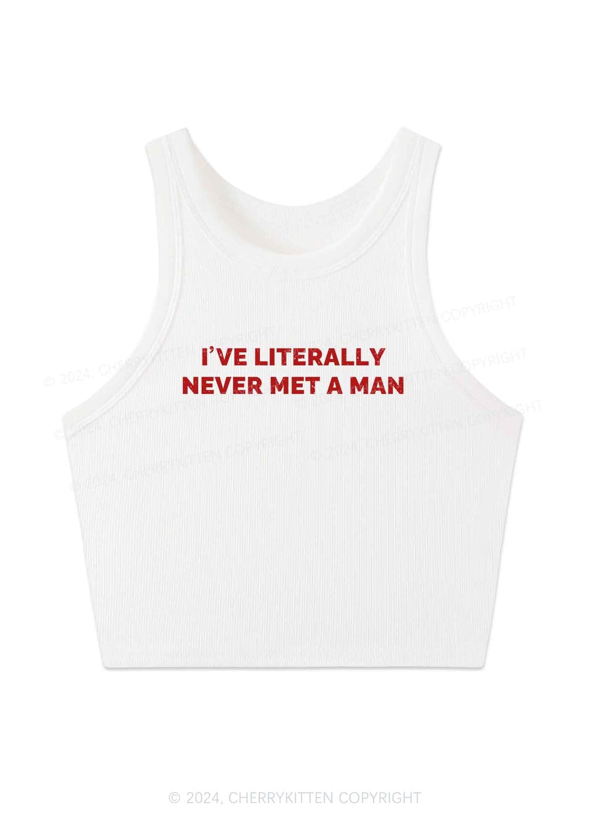 Never Met A Man Y2K Crop Tank Top Cherrykitten