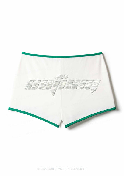 Rhinestone Autism Y2K Booty Shorts Cherrykitten