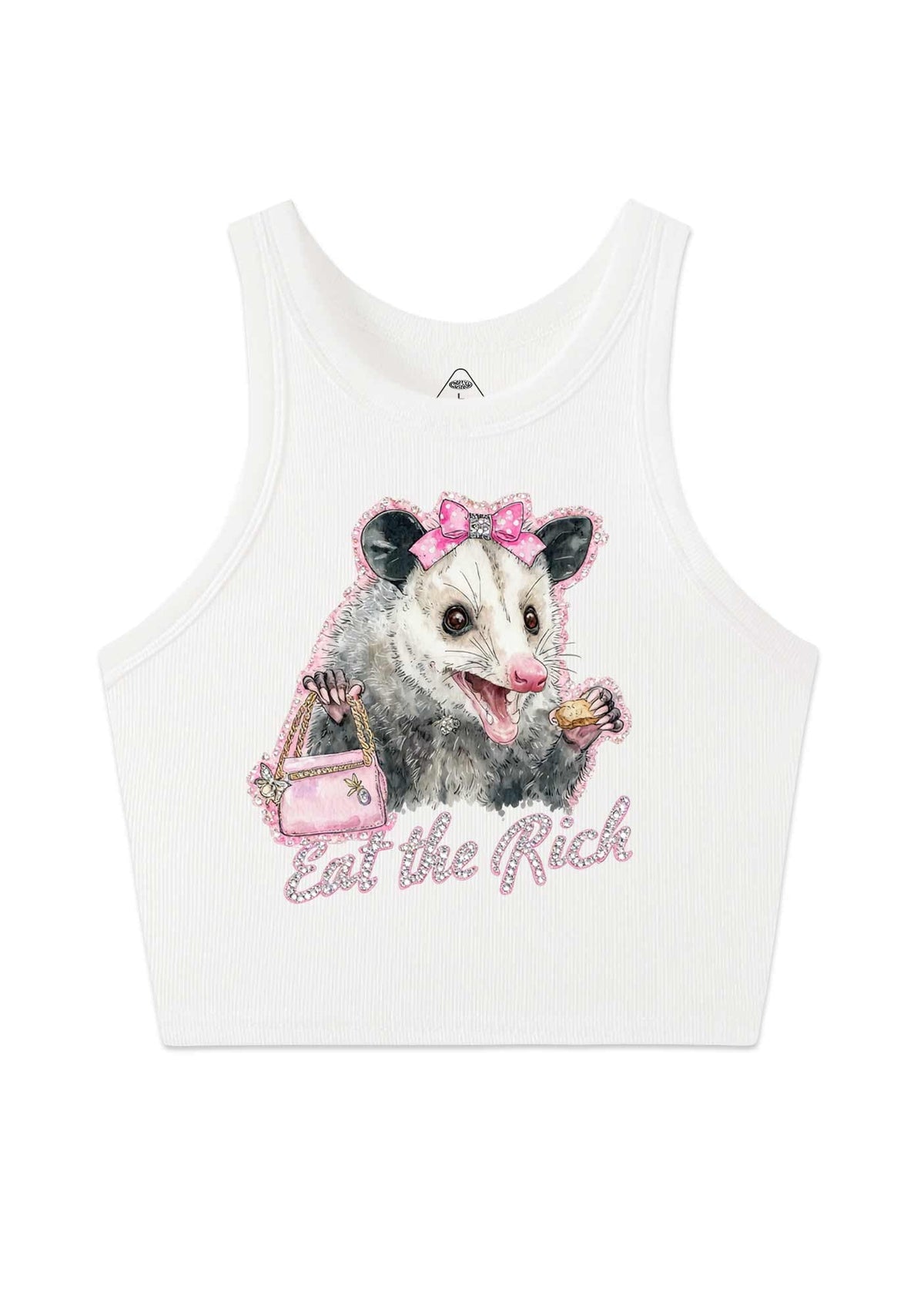 Eat The Rich Possum Y2K Crop Tank Top Cherrykitten