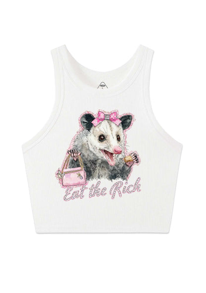 Eat The Rich Possum Y2K Crop Tank Top Cherrykitten