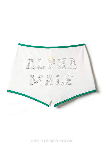 Rhinestone Alpha Male Y2K Booty Shorts Cherrykitten