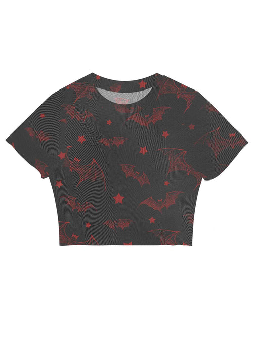 Bat And Star Y2K Mesh Crop Top Cherrykitten