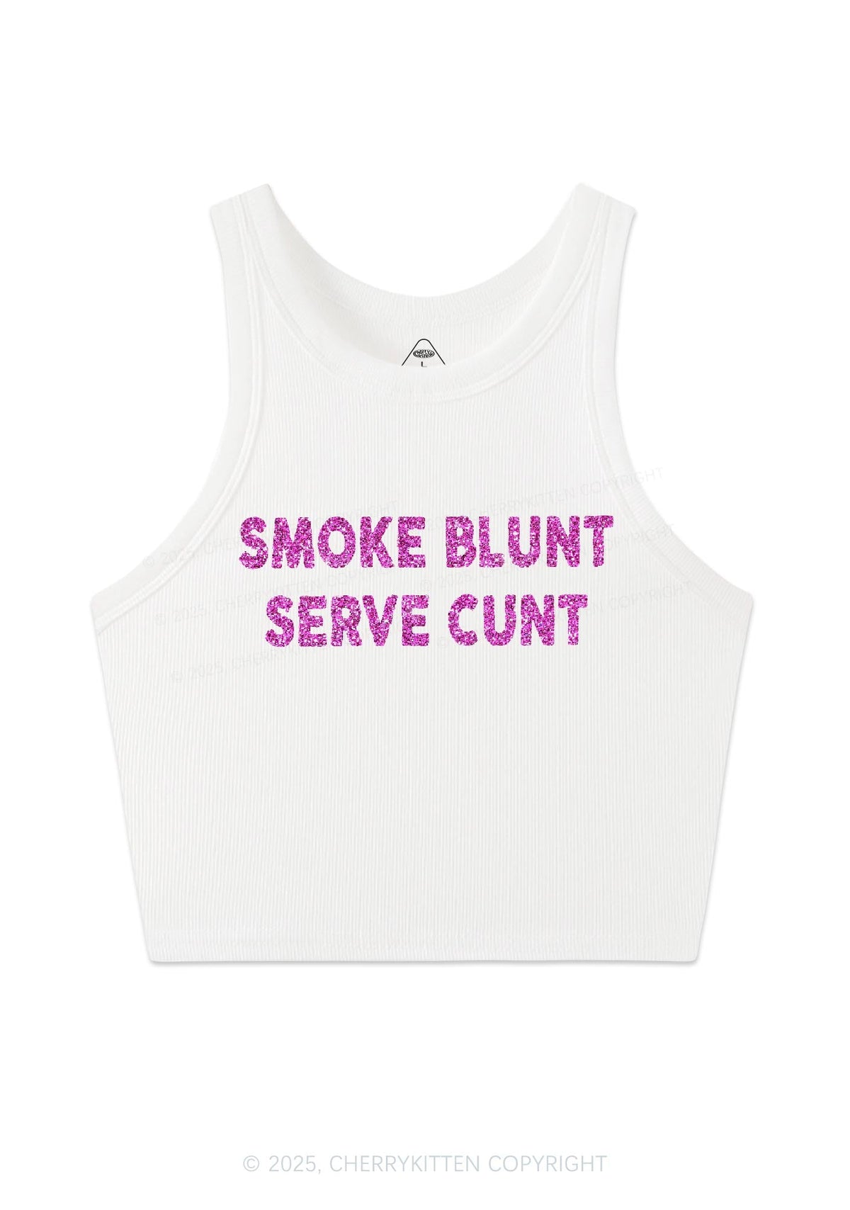 Glitter Smoke Blunt Y2K Crop Tank Top Cherrykitten