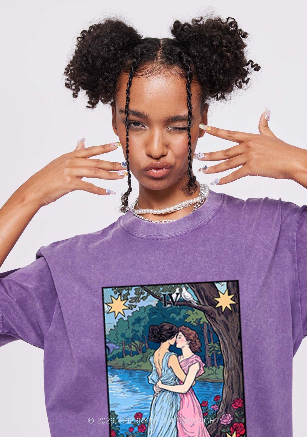 Best Friends Tarot Pride Y2K Shirts Washed Tee Cherrykitten
