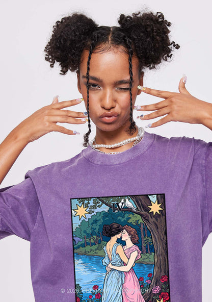 Best Friends Tarot Pride Y2K Shirts Washed Tee Cherrykitten