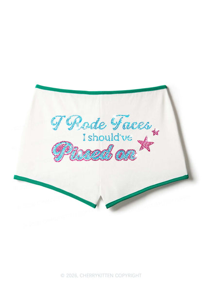 Rhinestone I Rode Faces Y2K Booty Shorts Cherrykitten