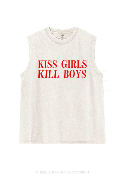 Kiss Girls Kill Boys Pride Y2K Washed Muscle Tank Cherrykitten