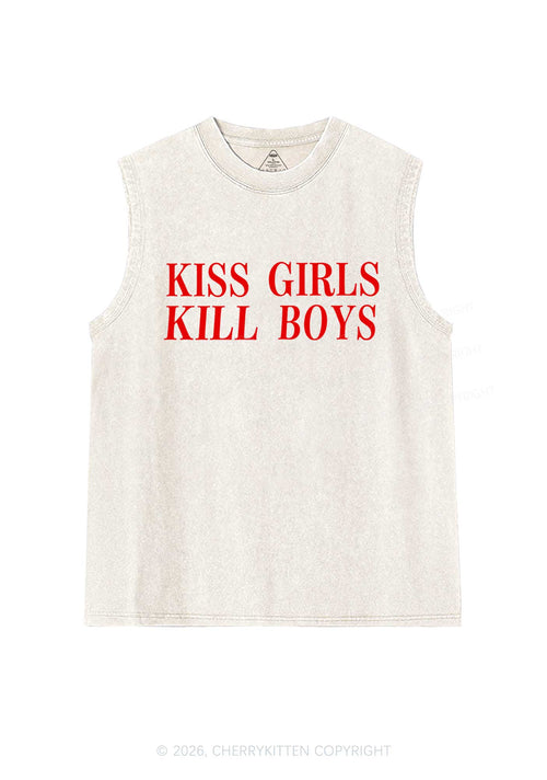 Kiss Girls Kill Boys Pride Y2K Washed Muscle Tank Cherrykitten
