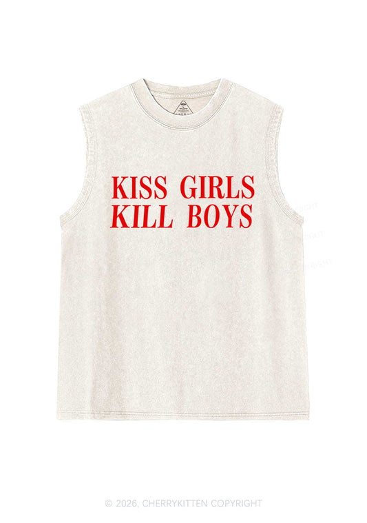 Kiss Girls Kill Boys Pride Y2K Washed Muscle Tank Cherrykitten