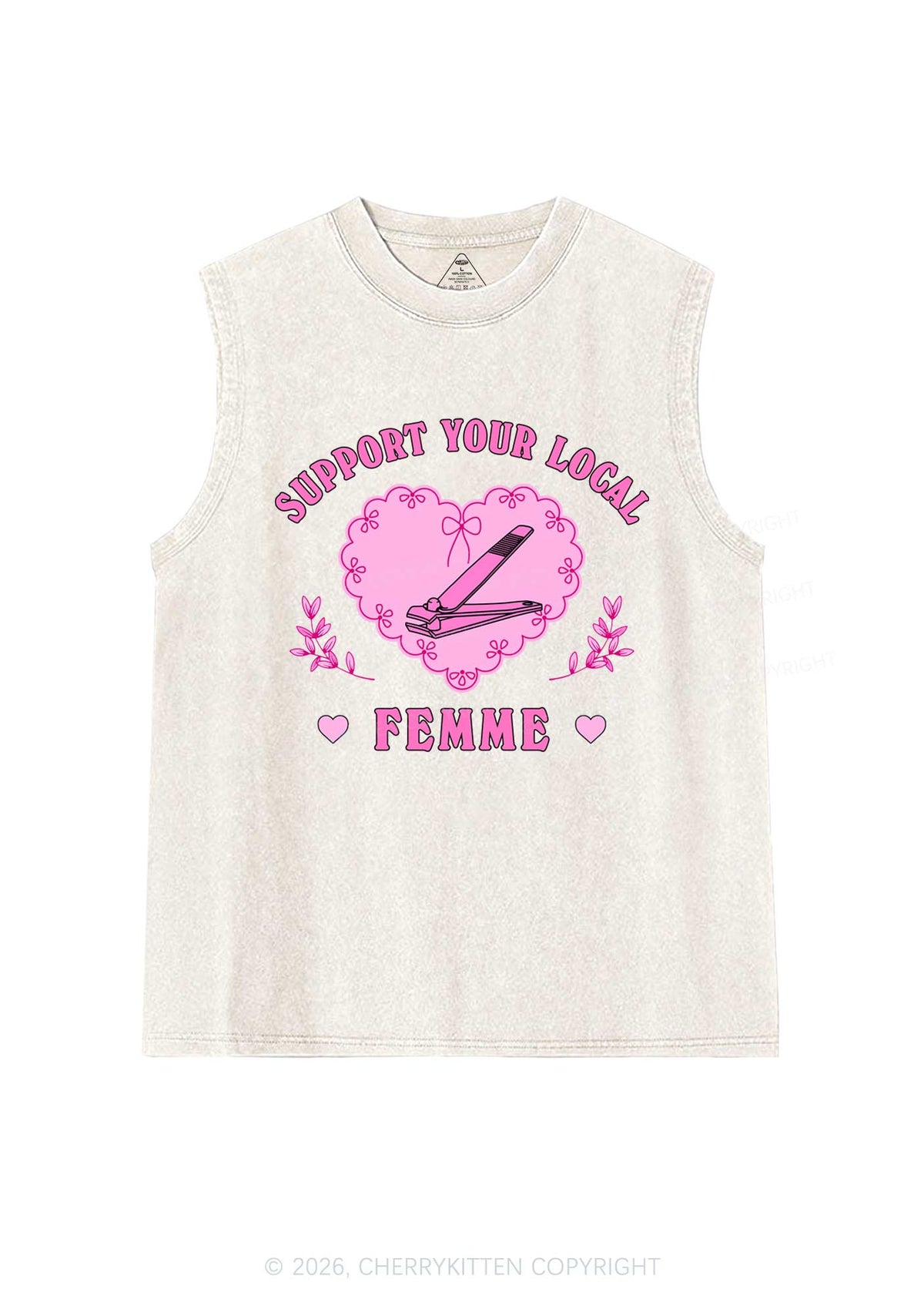 Support Your Local Femme Pride Y2K Washed Muscle Tank Cherrykitten