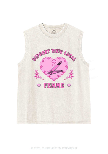 Support Your Local Femme Pride Y2K Washed Muscle Tank Cherrykitten