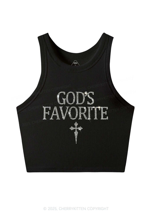Rhinestone Gods Favorite Y2K Crop Tank Top Cherrykitten