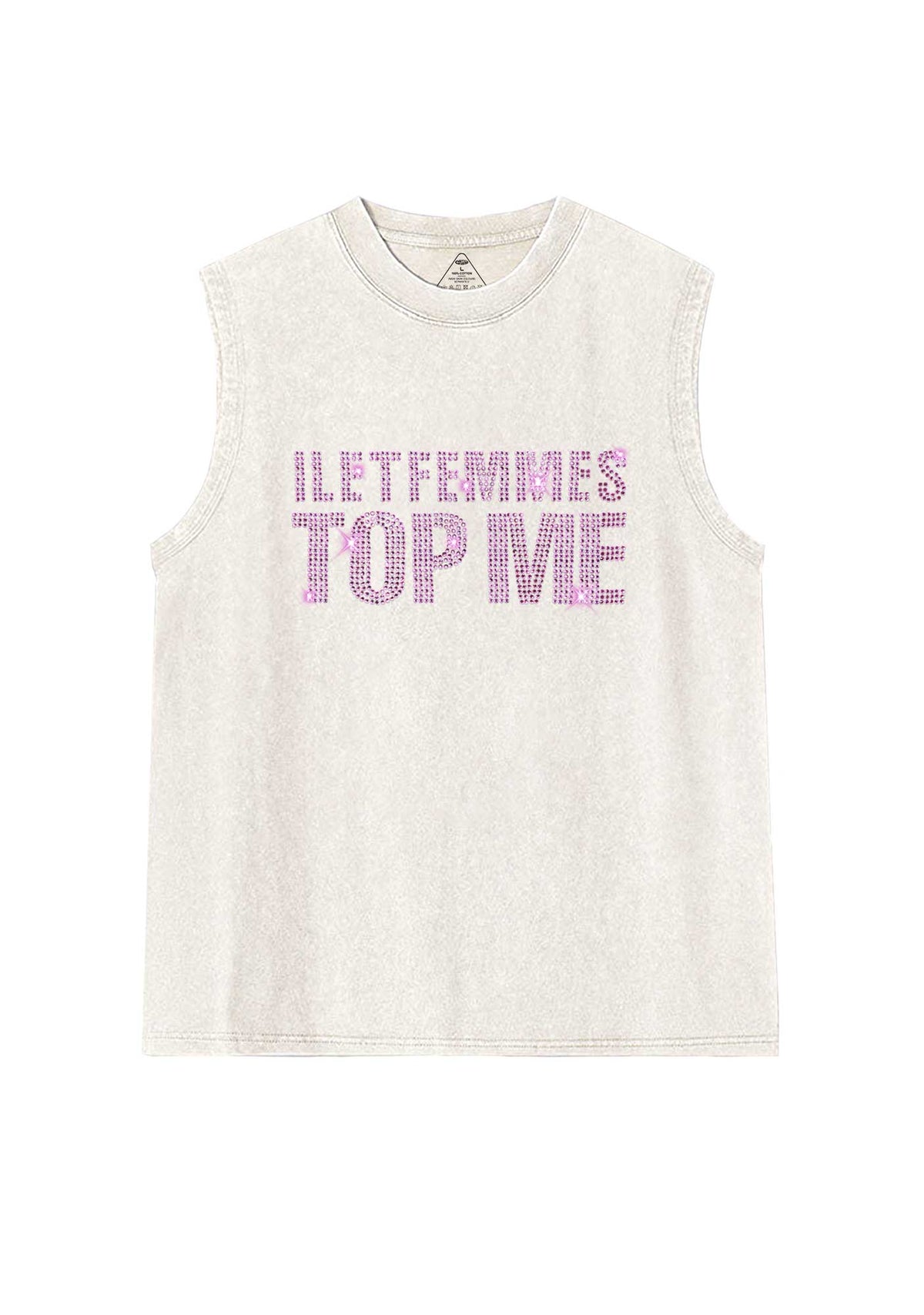 Rhinestone I Let Femmes Top Me Pride Y2K Washed Muscle Tank Cherrykitten